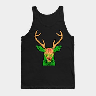 Deer Skull Interactive Magenta&Green Filter T-Shirt By Red&Blue Tank Top